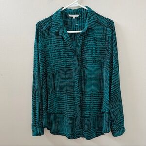 Calvin Klein Jeans Teal & Black Long Sleeve Button Down Shirt, Sz S